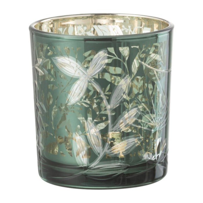 J-Line bougeoir Feuilles - verre - vert/or - small