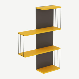 Mensola Dmannocc, Scaffale, Ripiano a muro, Scaffalatura multiuso, 64x19h96 cm, Antracite e Giallo