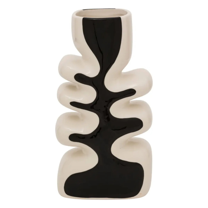 Vase vague "Twis" céramique noir & blanc H28cm