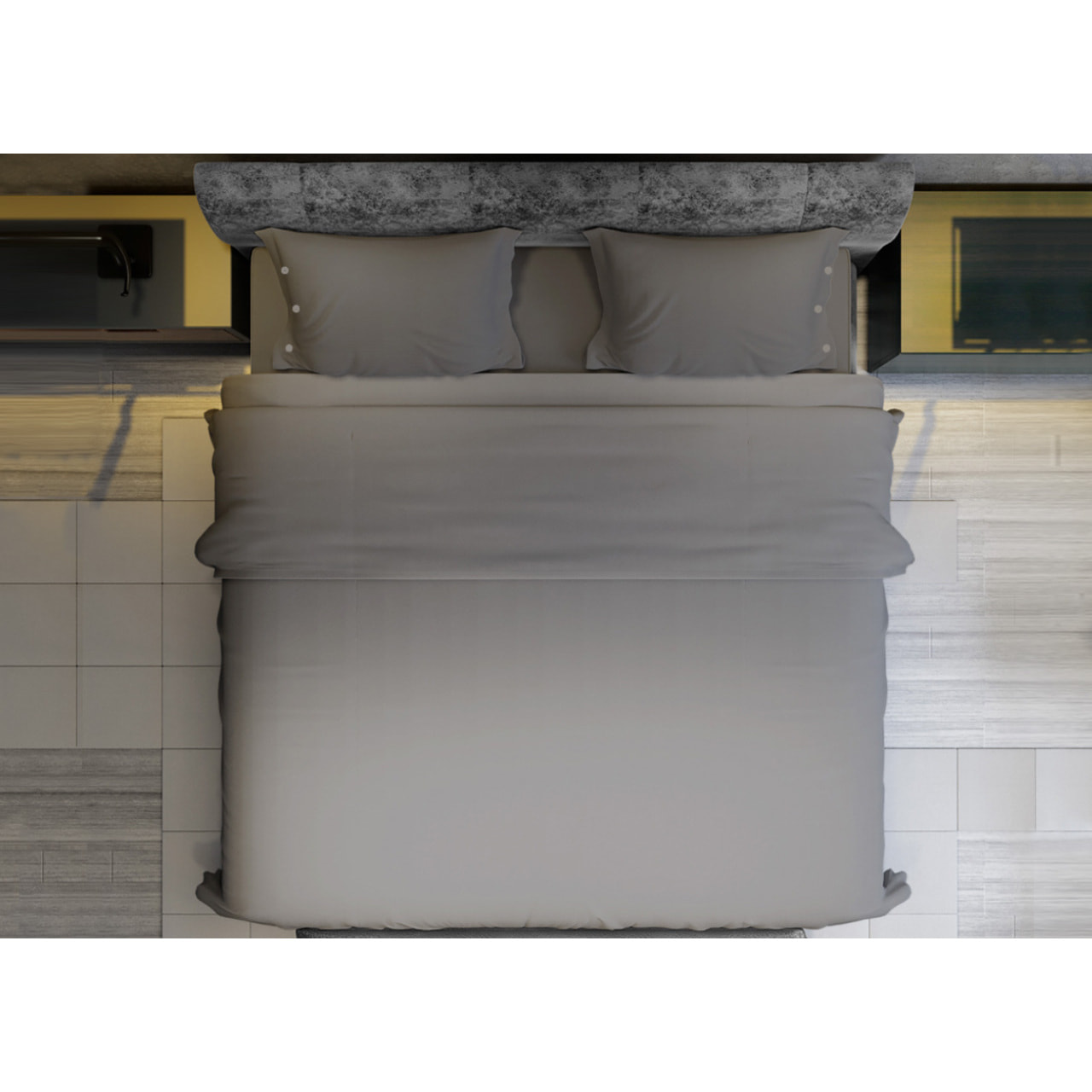 Completo Lenzuola Bicolor Estate/Inverno 100% Cotone Tinta Unita Amici Grigio Chiaro/Grigio Scuro