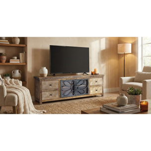 Mueble TV de Madera de Mango 170 Cm Estilo Industrial Moderno