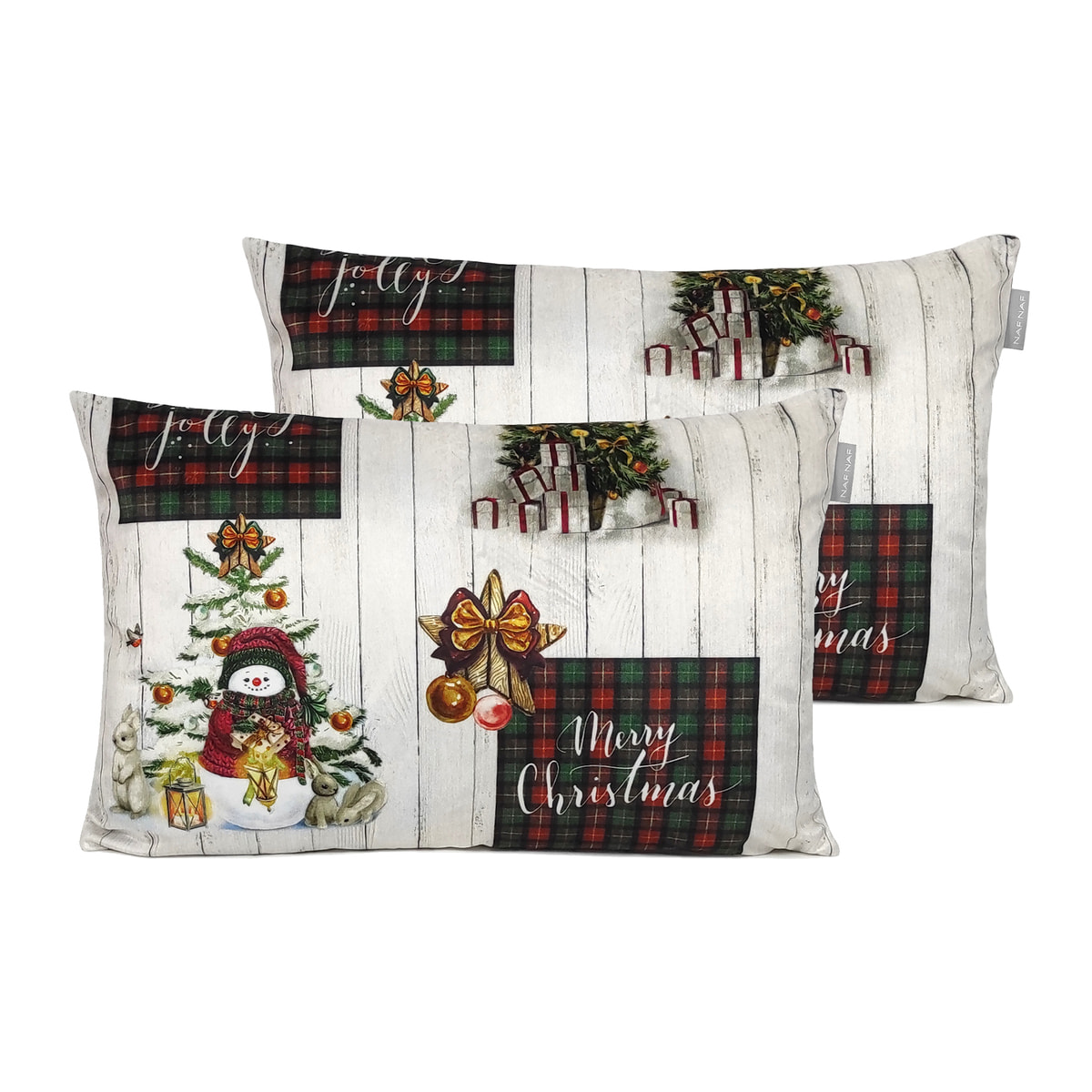 FUNDA DE COJIN DE TERCIOPELO DE NAVIDAD HOLLY JOLLY 30x50 cm