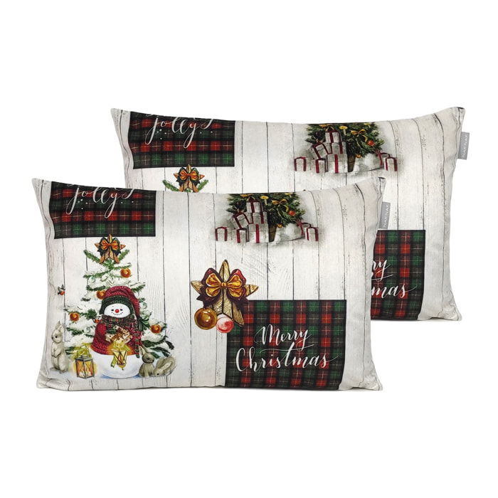 FUNDA DE COJIN DE TERCIOPELO DE NAVIDAD HOLLY JOLLY 30x50 cm