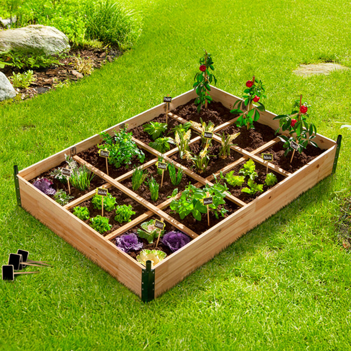 Serre de potager 12 compartiments Aroma en bois avec bâche amovible