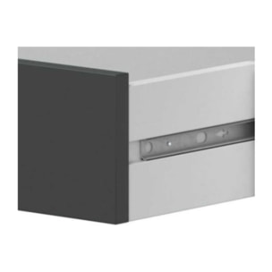 Comodino Allan, Set camera da letto, Testiera letto e 2 Comodini a 3 cassetti, 160x2 cm, Rovere effetto nodi e Antracite