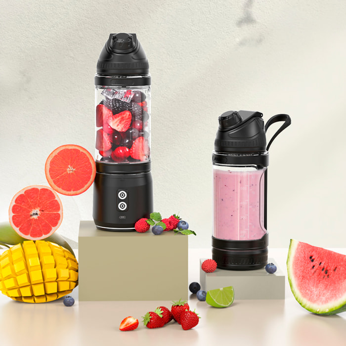 Frullatore portatile A11 Pro da 700 ml con potente motore da 240W, batteria ad alta capacità da 4000mAh e sistema di rotazione bidirezionale. Con luci LED.