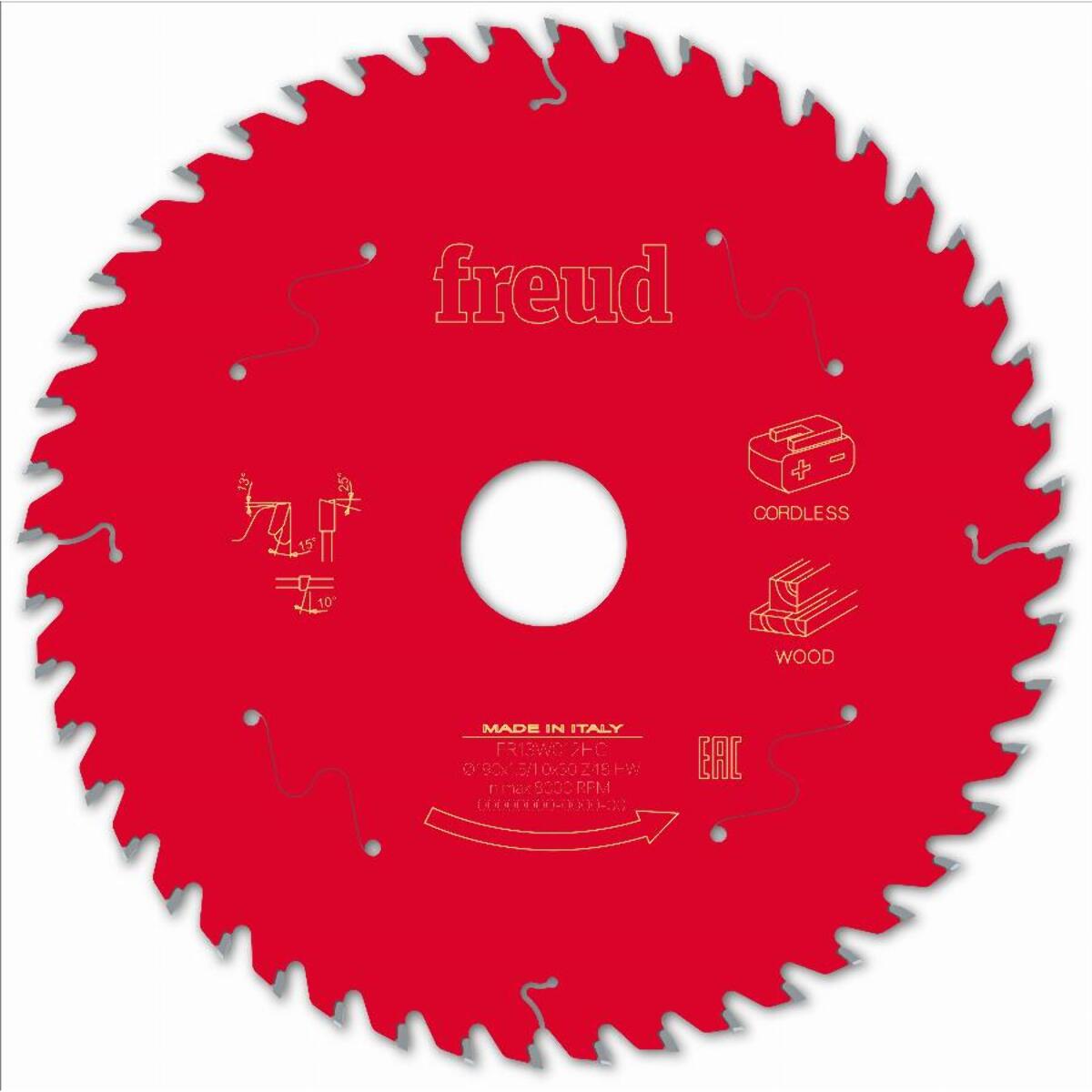 Lame pour scie circulaire portative sans fil FREUD - Ø190 1,45/1 AL30 Z48 BA 15° - F03FS10059 -FR13W012HC
