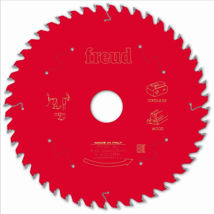 Lame pour scie circulaire portative sans fil FREUD - Ø190 1,45/1 AL30 Z48 BA 15° - F03FS10059 -FR13W012HC