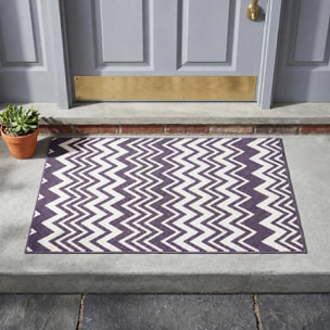 Petit tapis d'entrée motif géométrique noir et beige