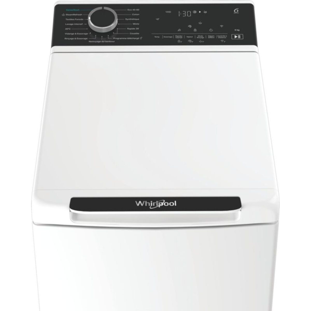 Lave linge top WHIRLPOOL TW621CSILENCEFR - 6 kg - 1200 tr/min - Classe A - Moteur induction - Connecté WiFi