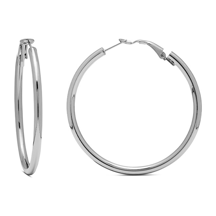 Pendientes de 45mm de diámetro acabados en rodio