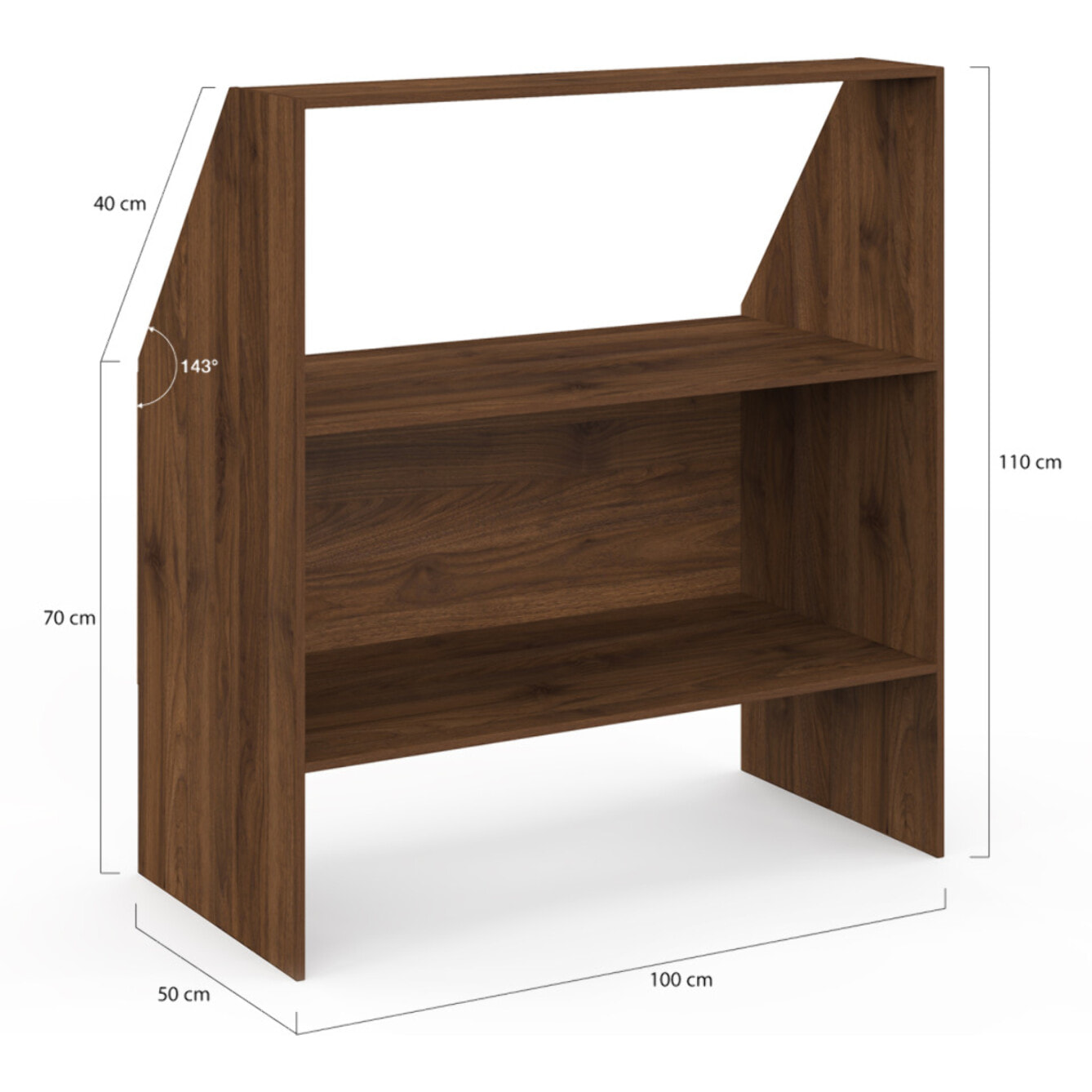 Etagère de rangement sous pente Jeanne effet noyer