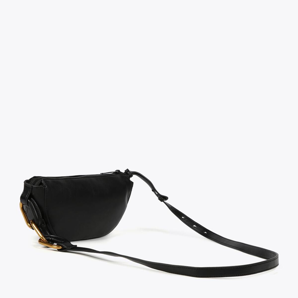 Borsa a tracolla con rondelle e nastro con logo