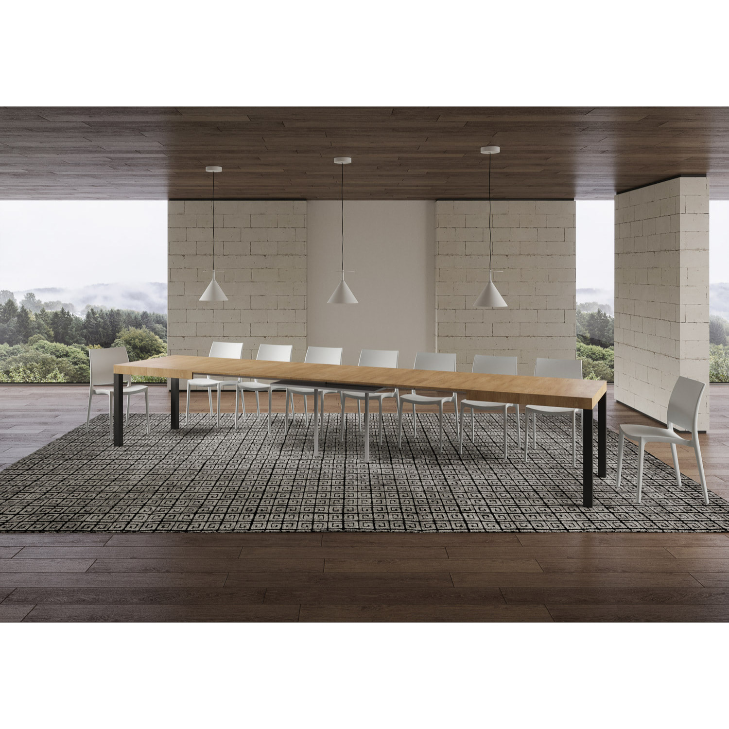 Table extensible 90x200/460 cm Everyday Chêne Nature cadre Anthracite