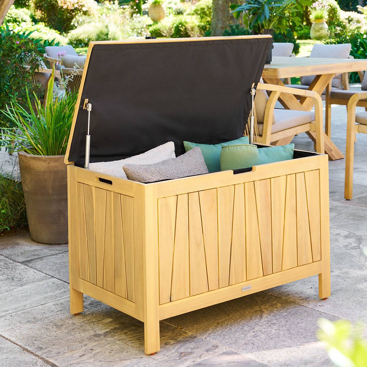 Coffre de rangement 165L Lodgia beige acacia