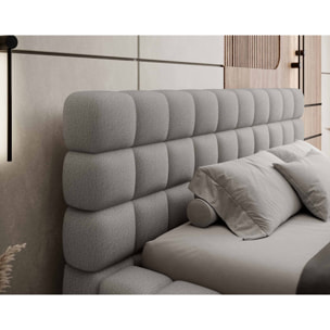 Kingston - lit coffre - 180x200 - sommier inclus - en tissu bouclette - Gris