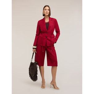 Motivi - Blazer mezcla lino con cordón - Burgundy