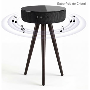 Mesa auxiliar altavoz portátil con sonido de 30W, Bluetooth, base de carga inalámbrica, batería de 2200mAh. Mesilla o mesita para dormitorio o sala de estar - TD Systems SM30B11WGN [Cristal negro]