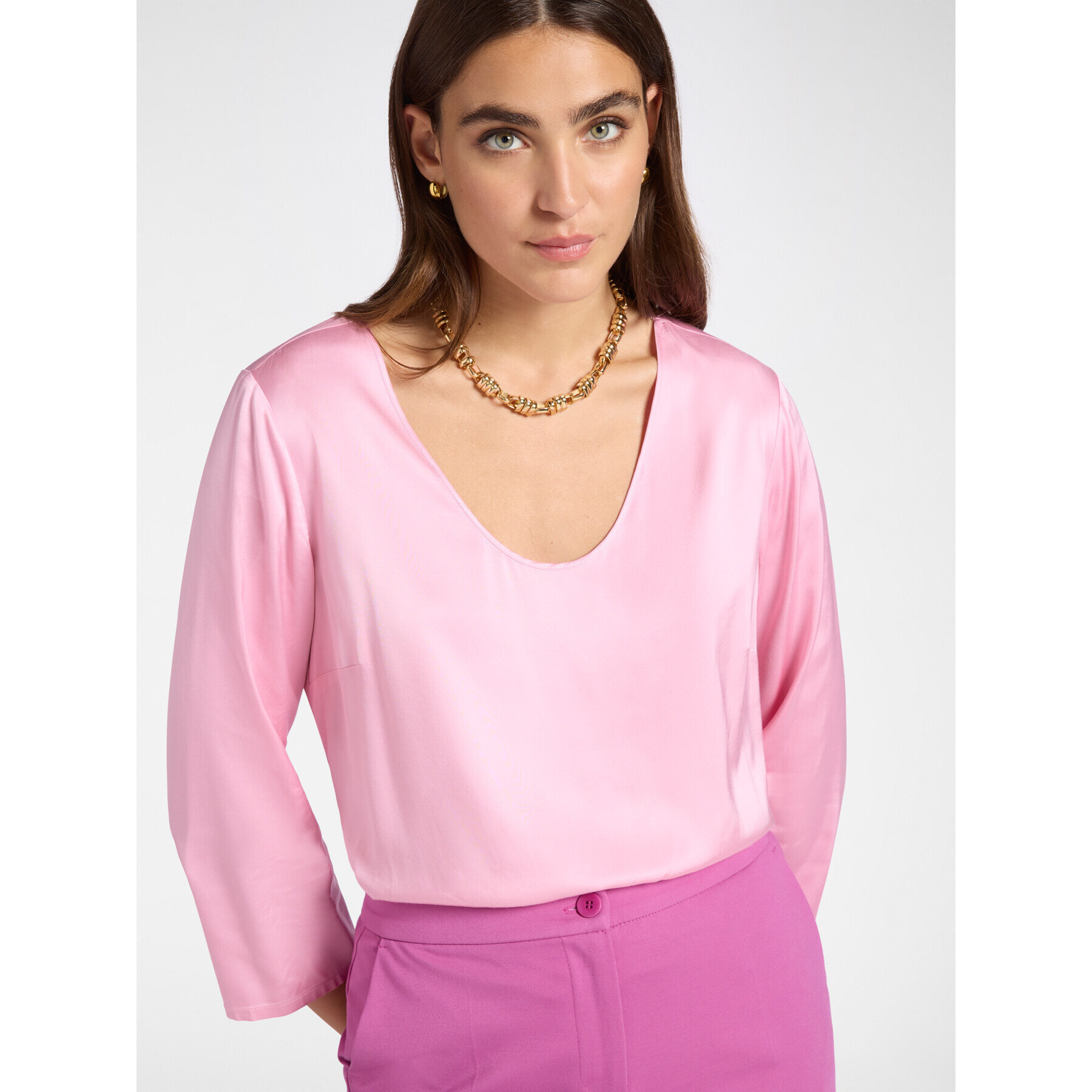 Elena Mirò - Blusa in raso stretch - Fucsia