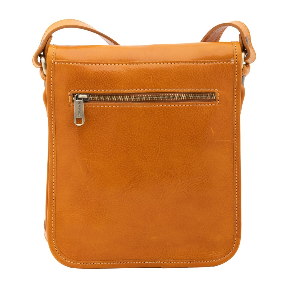 Borsa a tracolla uomo in vera pelle - Modello False - Made in Italy - 23.0 x 20.0 x 9.0 cm