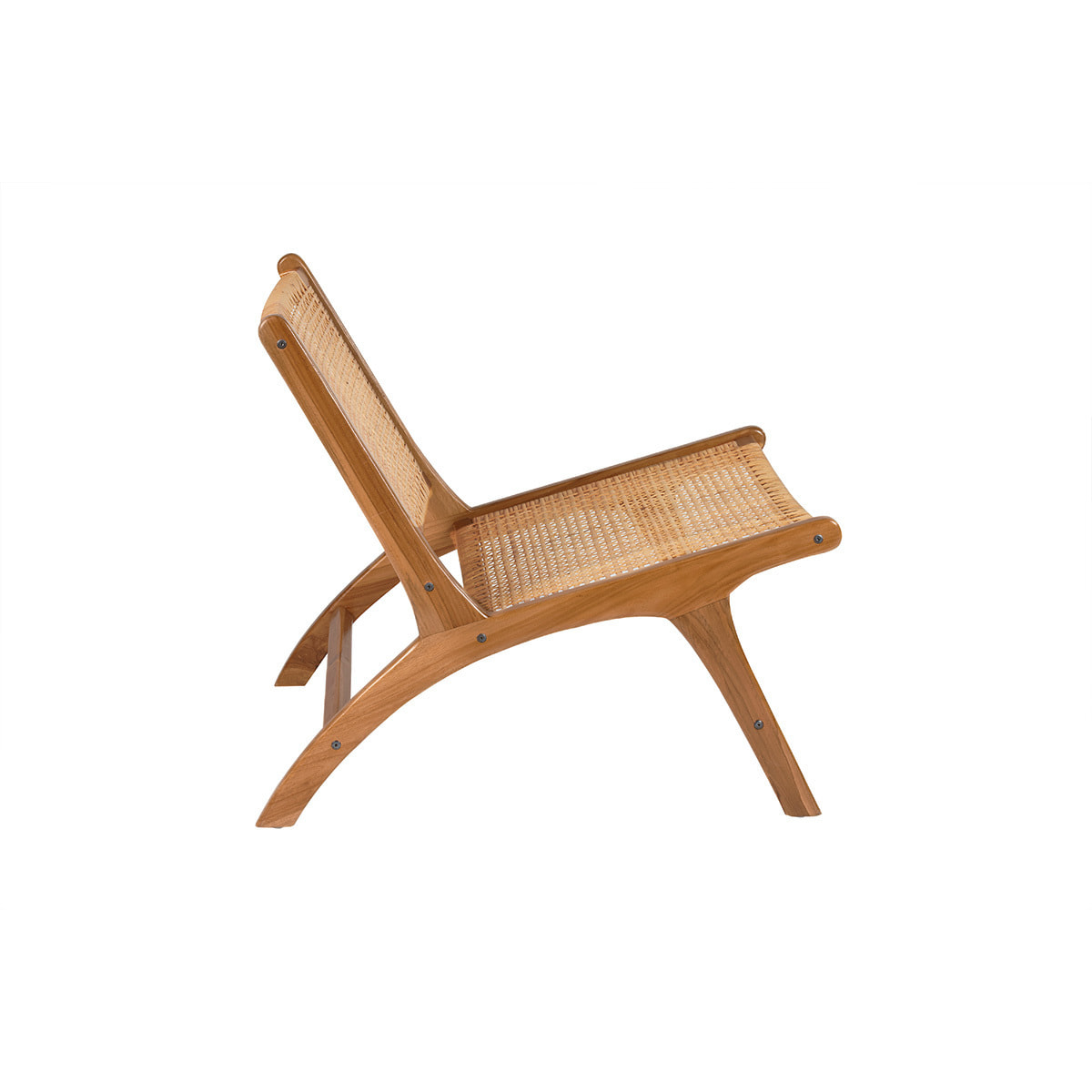 Fauteuil ethnique en bois teck massif et cannage en rotin naturel HAMMA