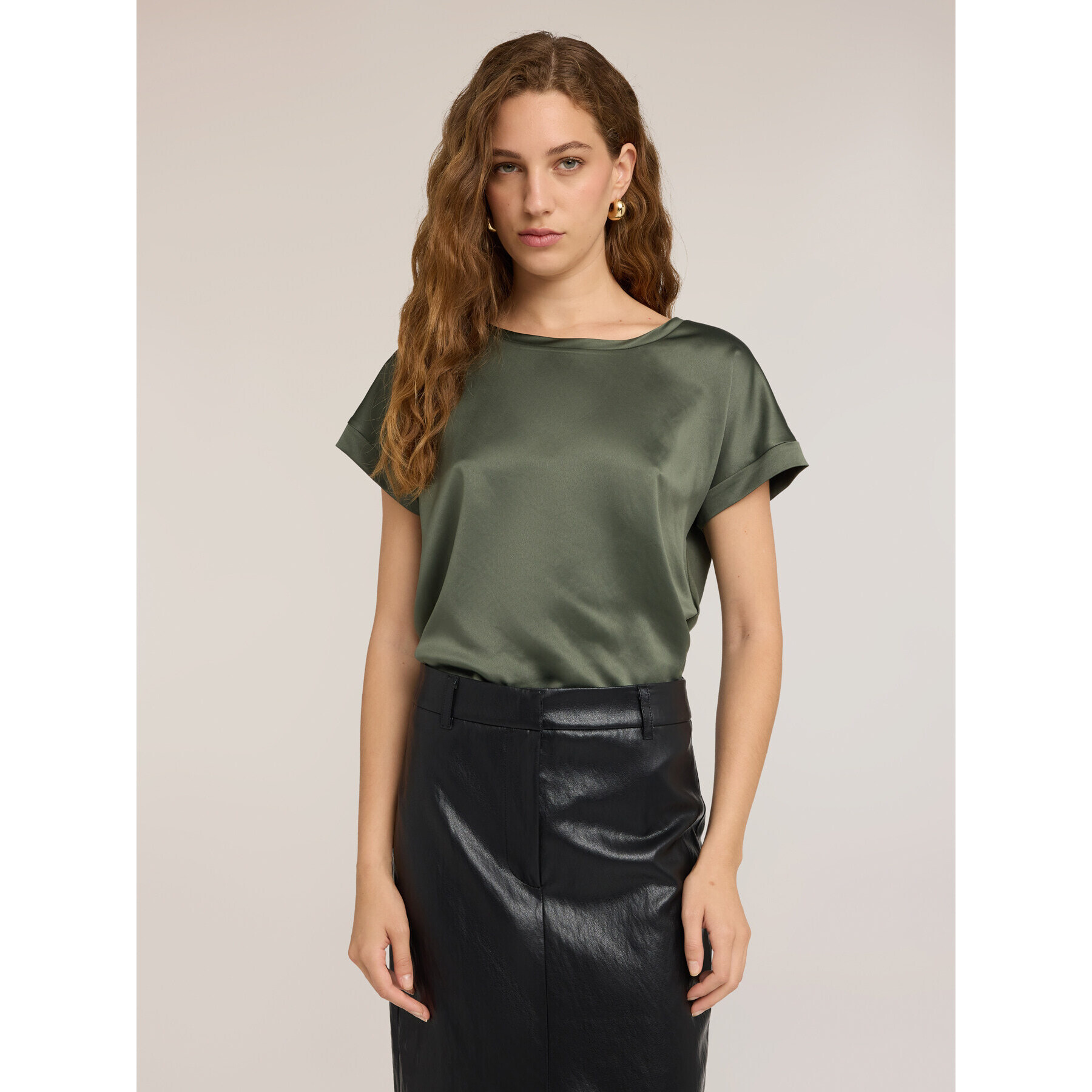 Motivi - T-shirt bimaterica - Verde militare