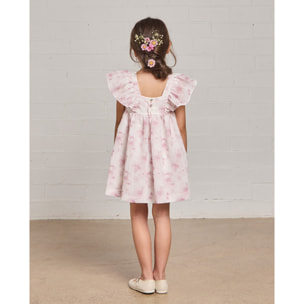 Vestido corto de ceremonia estampado de flores y volantes