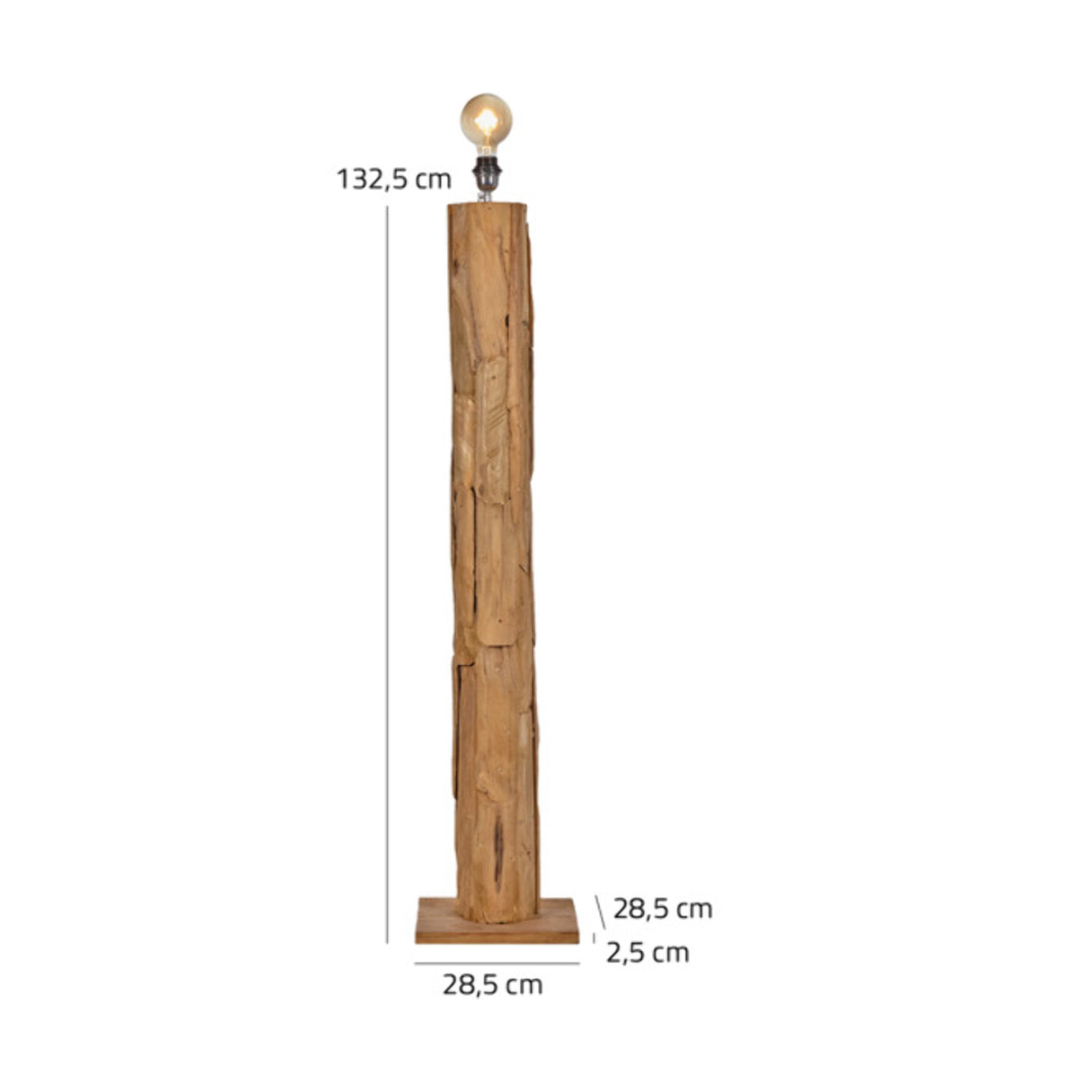 Lampadaire morceaux de teck exotique naturel assemblés - PONGO