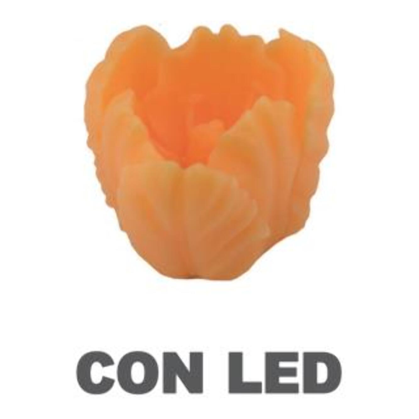 Candela con led a forma di tulipano arancione cmø9h8