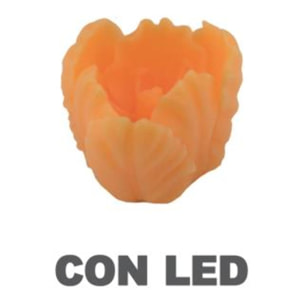 Candela con led a forma di tulipano arancione cmø9h8