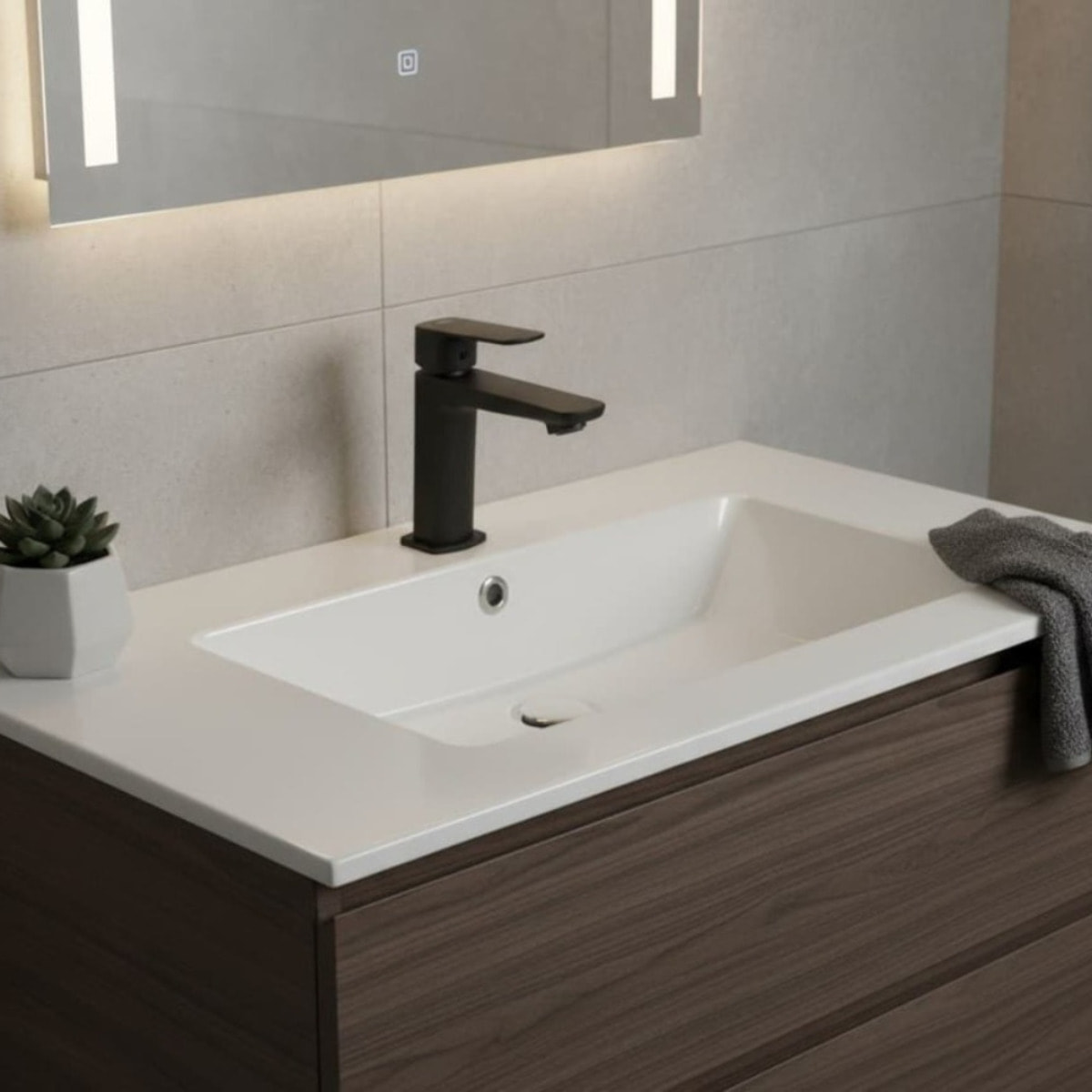 Mitigeur lavabo Feel, sans tirette, noir mat, SATBSFEEL271C avec une garantie de 5 ans