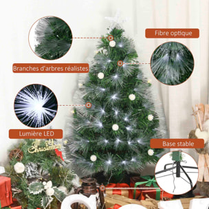 Sapin de Noël artificiel lumineux fibre optique LED 120 cm