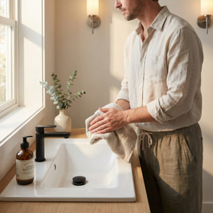 Bonde clic-clac 5/4 avec trop-plein noir mat pour lavabo et vasque (VF785BL)