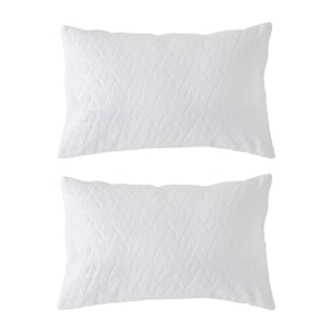 Lot de 2 housses de coussin jacquard BRENTA-C 30x50 cm blanc