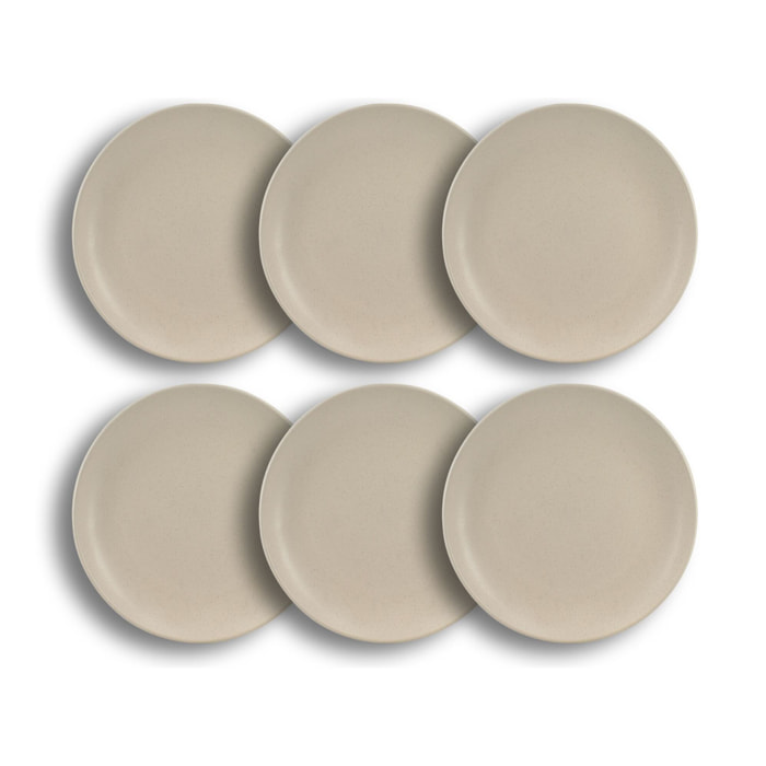 Lot de 6 assiettes à dessert beige en grès 20,5cm ARITA