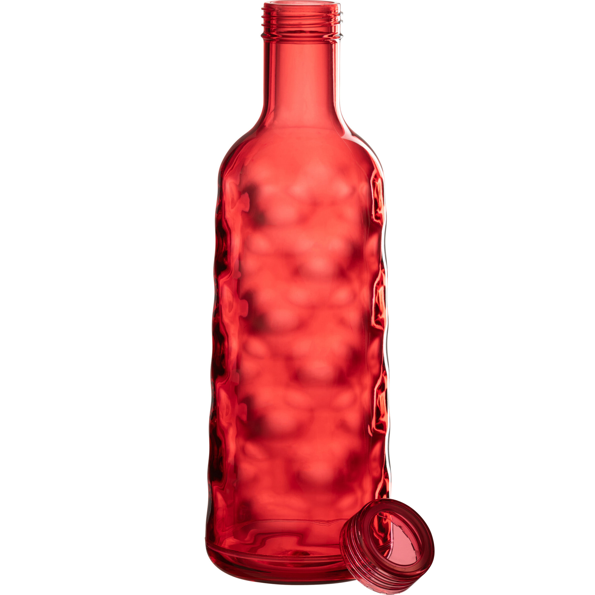 J-Line bouteille Martelée - plastique - rouge - boîte cadeau