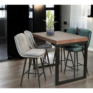 Chaise de bar en velours gris (lot de 2) OKA