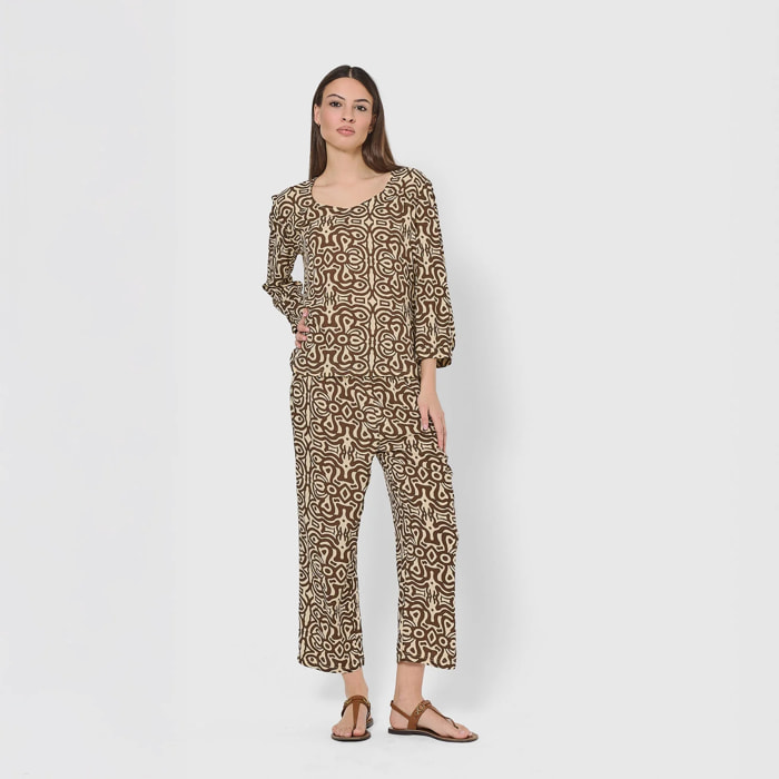 Completo midi in viscosa marrone taissa