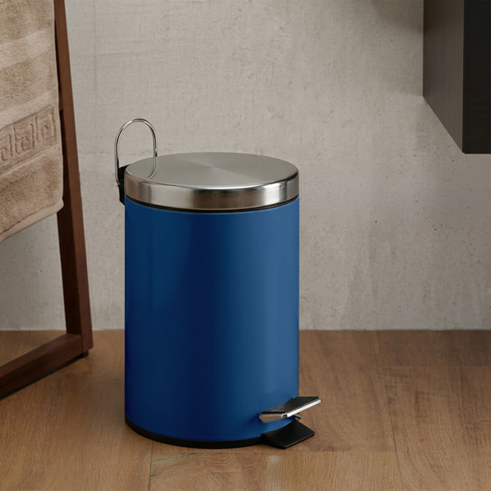 Poubelle à pédale Inox 3L Bleu MSV