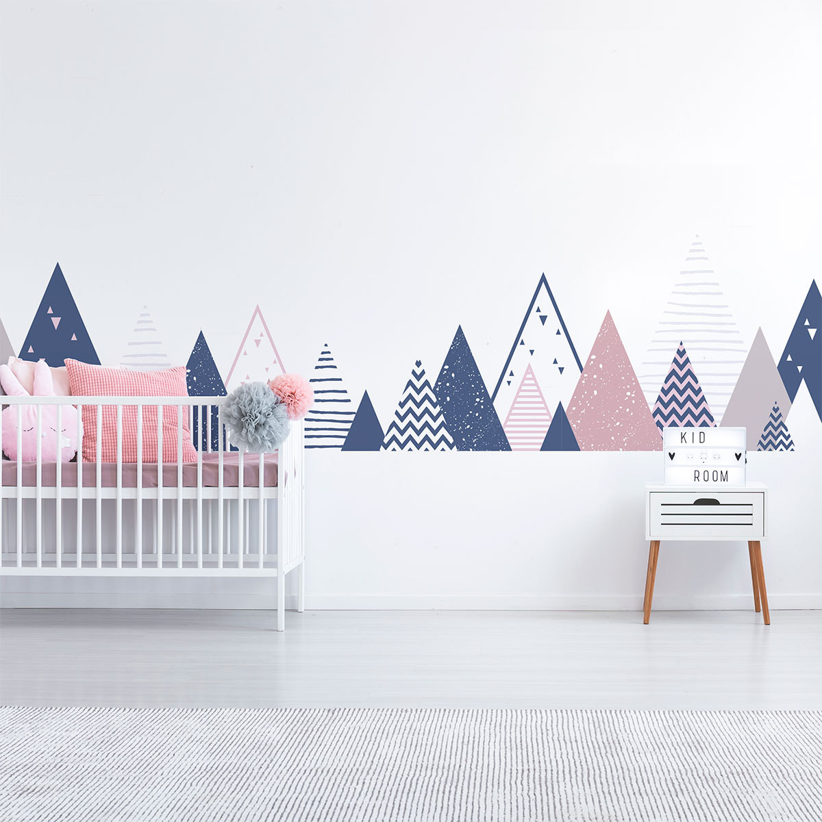 Stickers muraux enfants - Décoration chambre bébé - Autocollant Sticker mural géant enfant montagnes scandinaves ARIKA