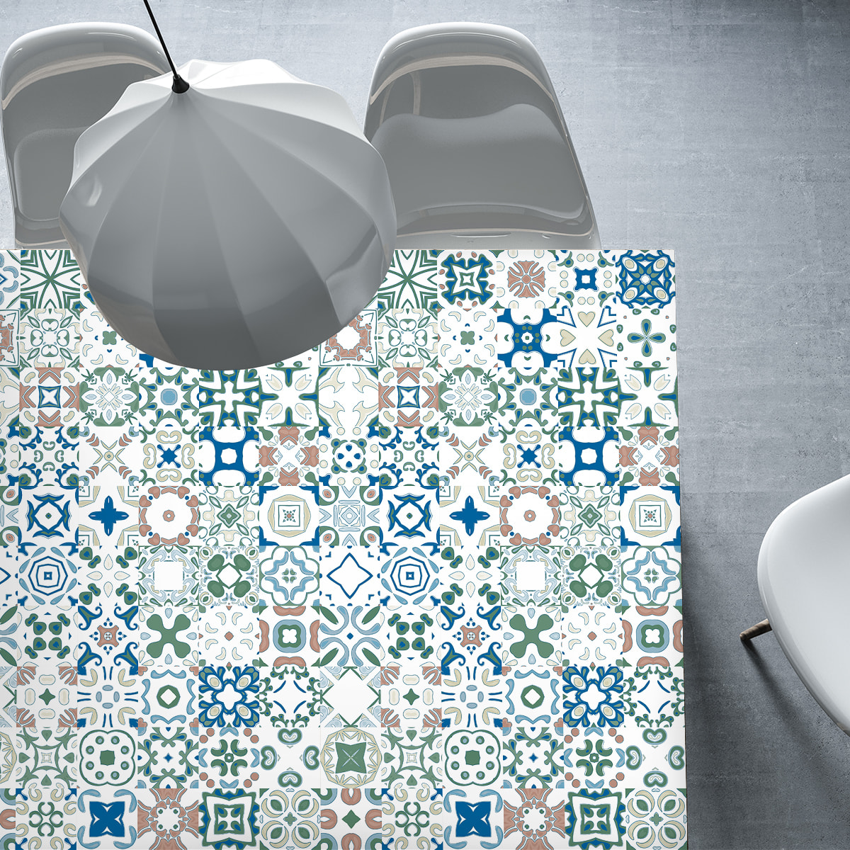 Stickers décoration Meuble - Sticker adhésif Cuisine Salon - 60 STICKERS CARREAUX DE CIMENT MEUBLE EVIANA