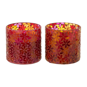 J-Line bougie parfumée Fleur Mosaïque - Tender Rose - mix - medium - 2 pièces - 5H