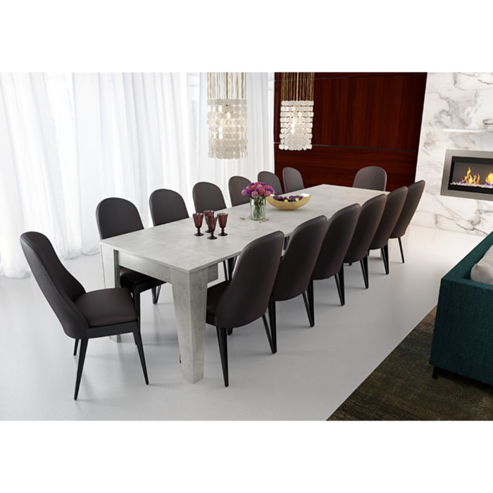 Consolle Allungabile Moderna Tavolo Estensibile Da 54 A 306 cm 6 Allunghe 14 posti Salvaspazio Design Soggiorno Salotto Cucina Ingresso Grigio Cemento