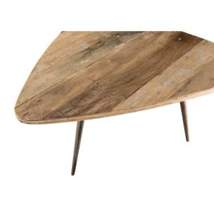 ALIDA - Table basse bois ovoïde Teck recyclé pieds métal