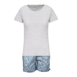 Pigiama leggero DONNA cotone fiori blu