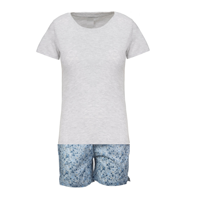 Pigiama leggero DONNA cotone fiori blu