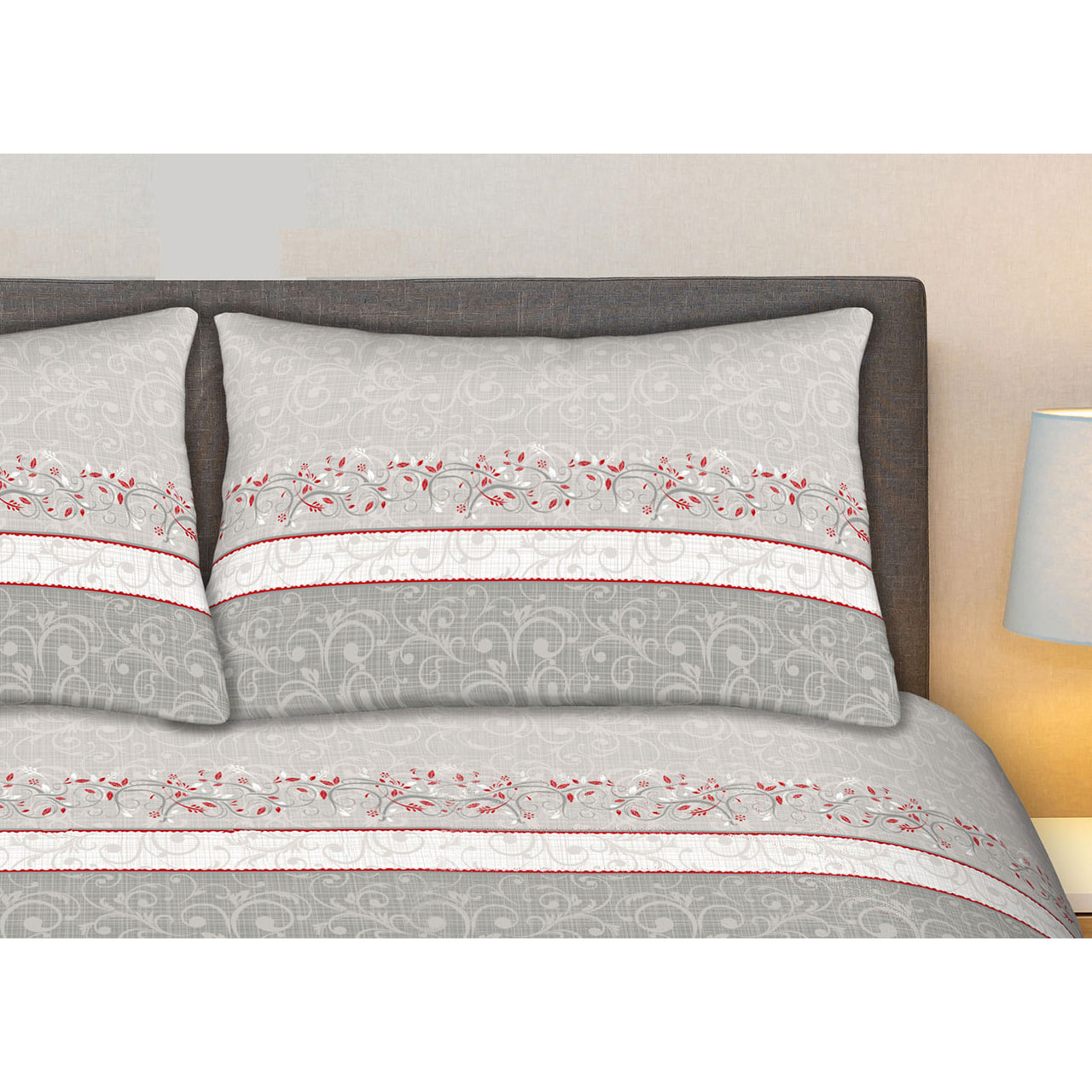 Completo Lenzuola 100% Cotone Effetto Seta Drappo Grigio CN