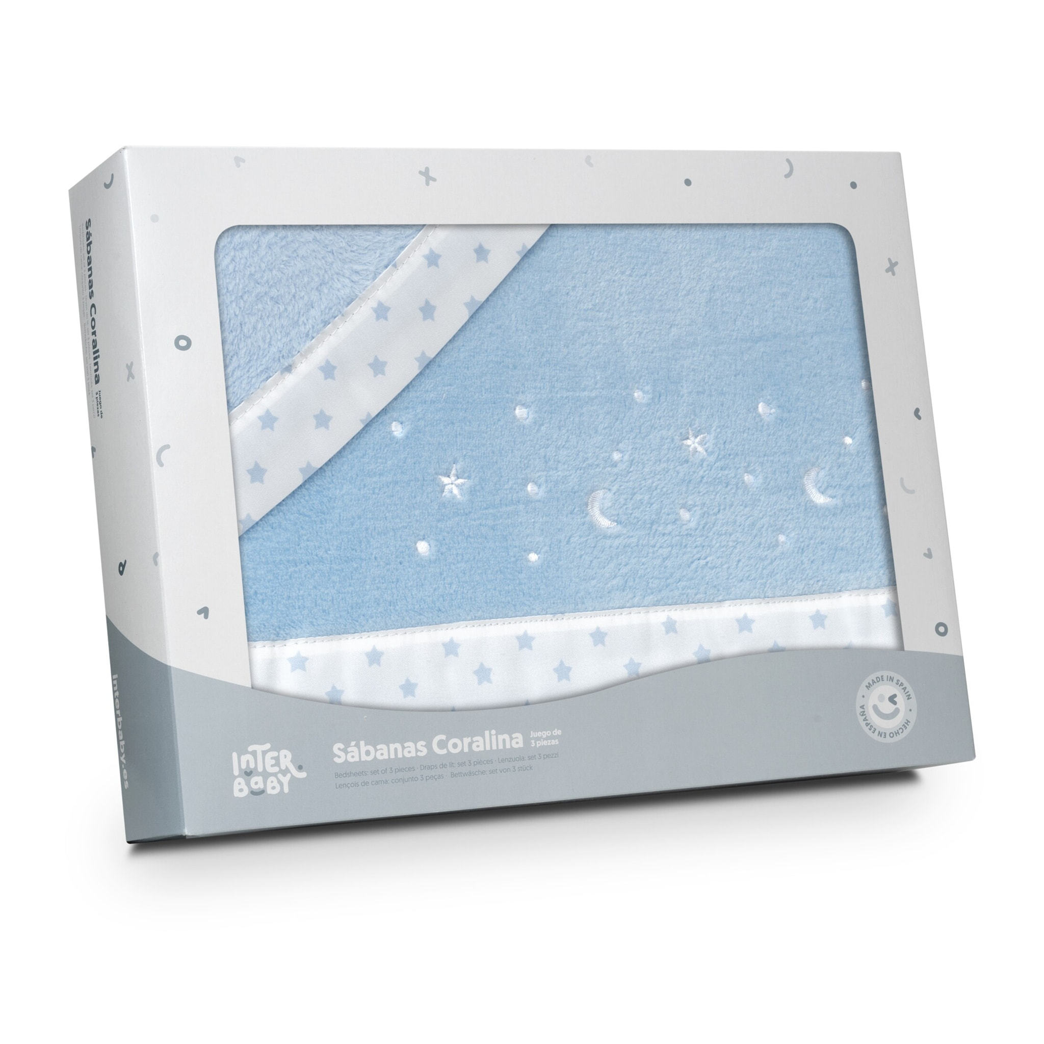 Juego de Sábanas de Minicuna Coralina Estrellas Luna