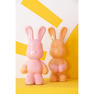 J-Line Lapin Ray Boxe - polyrésine - abricot/rose clair - 2 pièces