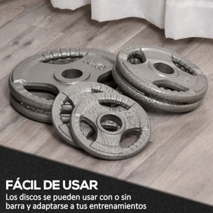 Juego de 6 Discos de Pesas de Acero 2,5-10 kg con Peso Total de 35 kg Discos Olímpicos con Orificio Central de Ø54 mm para Entrenamiento en Casa Gimnasio Plata